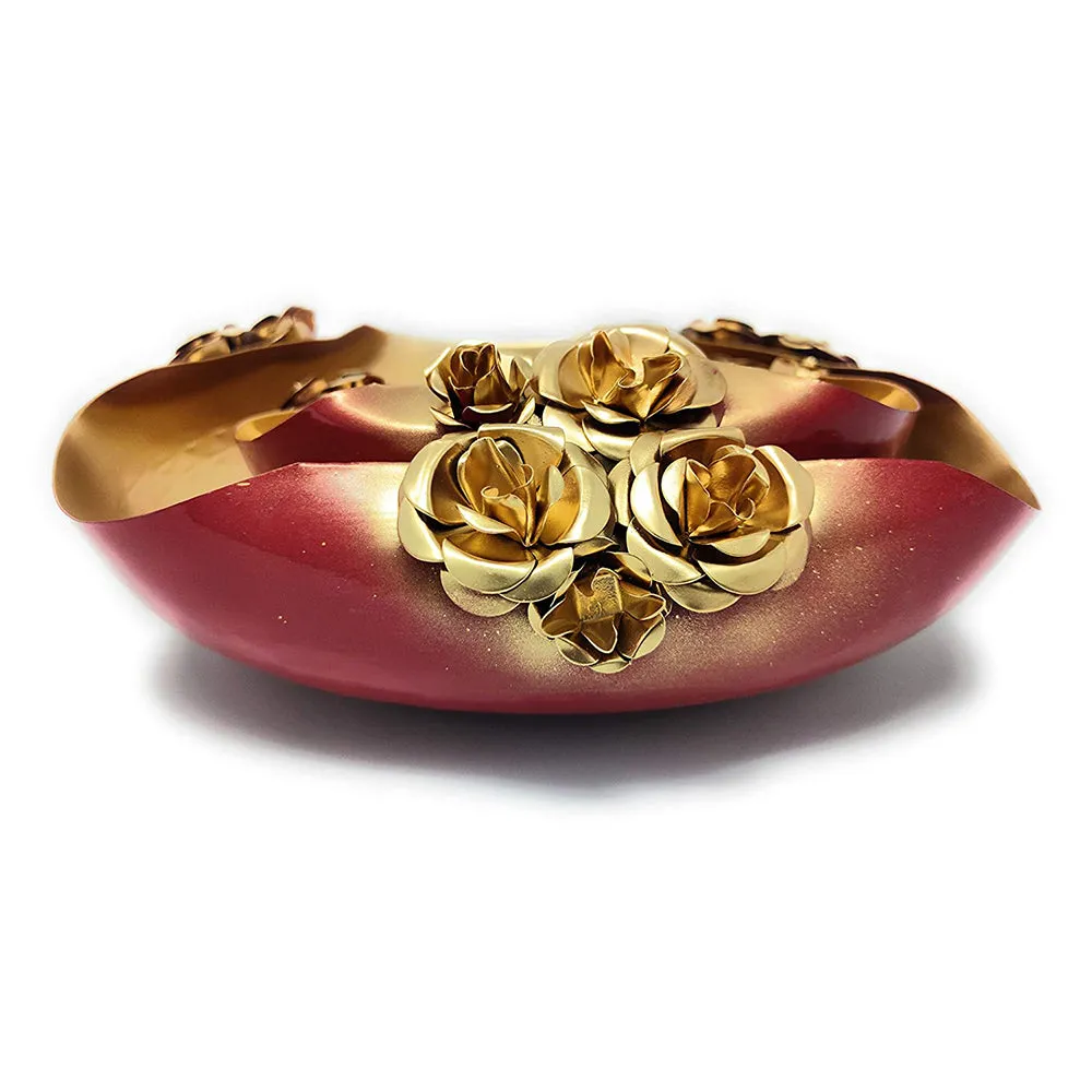 Luscious Red & Gold Decorative Urli Bowl Set Of 2