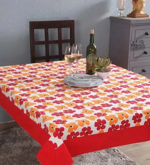 Lushomes 12 Seater Basic Printed Dining Table Cover (Pack of 1)