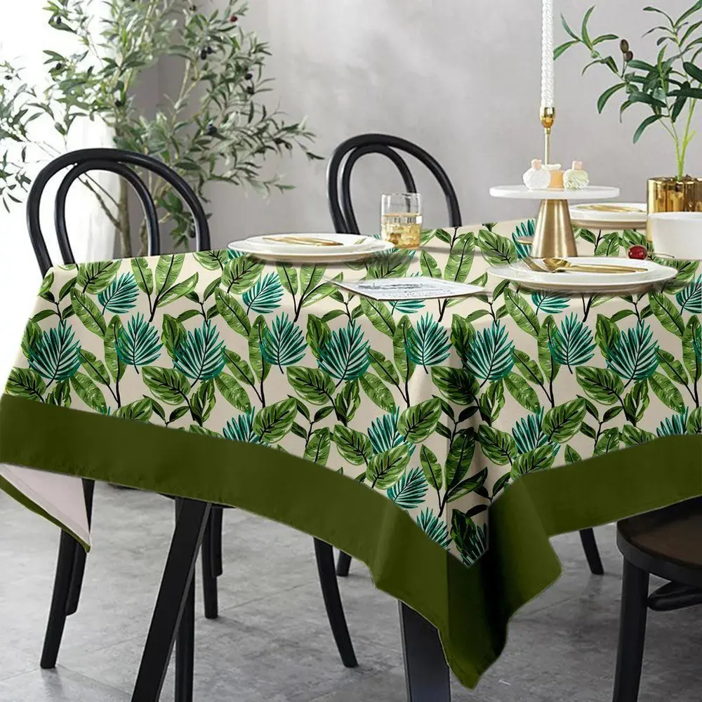 Lushomes 12 Seater Forest Printed Dining Table Cover (Pack of 1)