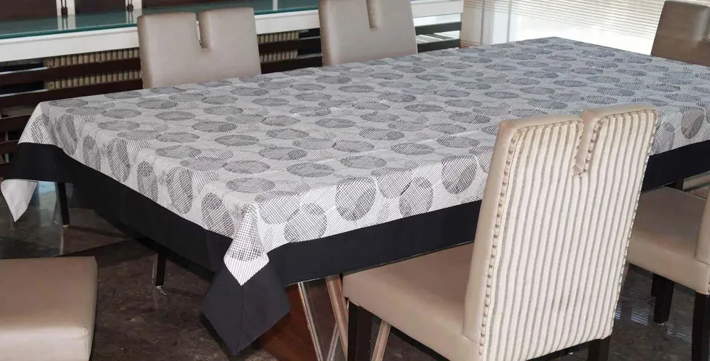 Lushomes 12 Seater Geometric Printed Dining Table Cover (Pack of 1)