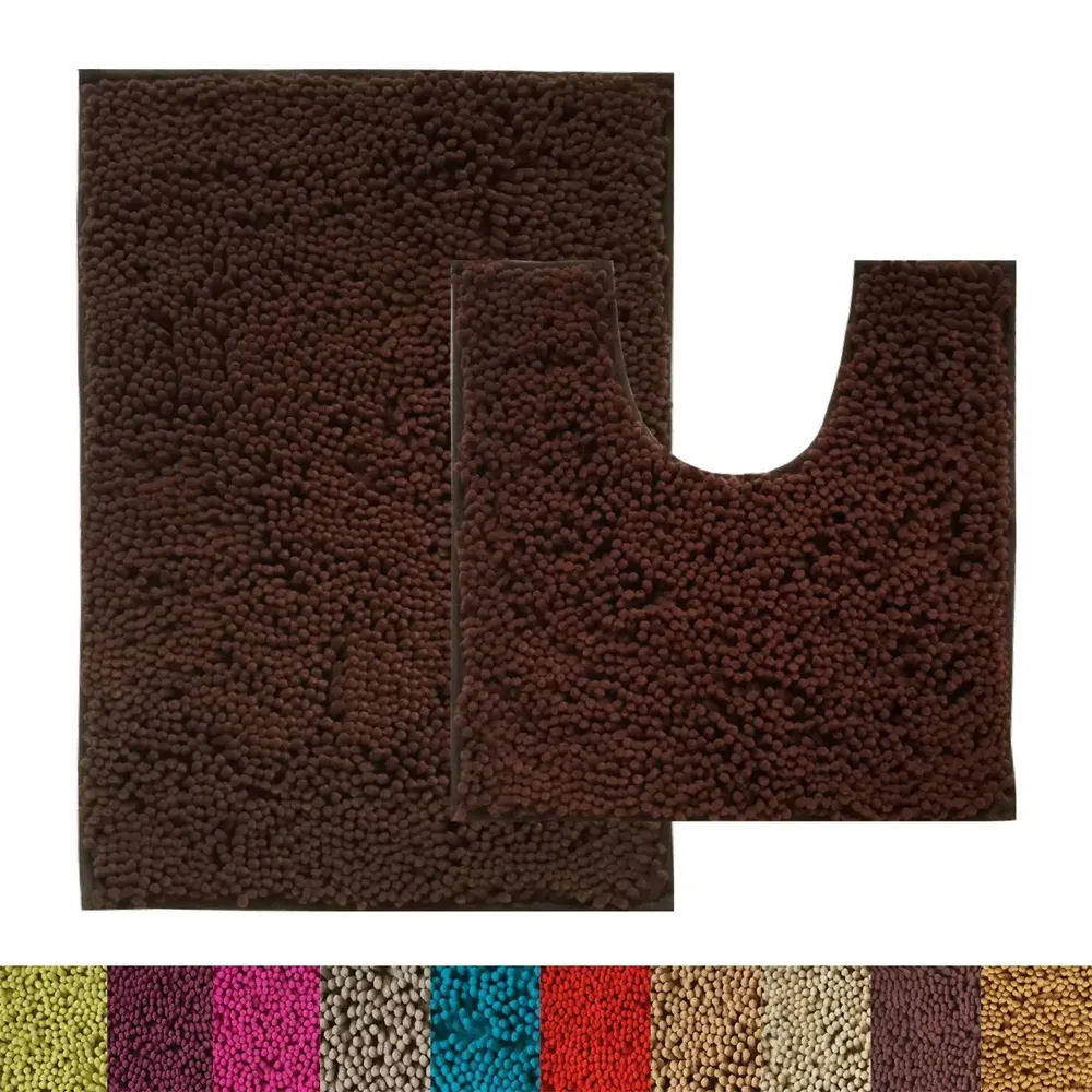Lushomes Anti-Slip 2200 GSM Bathroom Mat Set with High Pile Microfiber