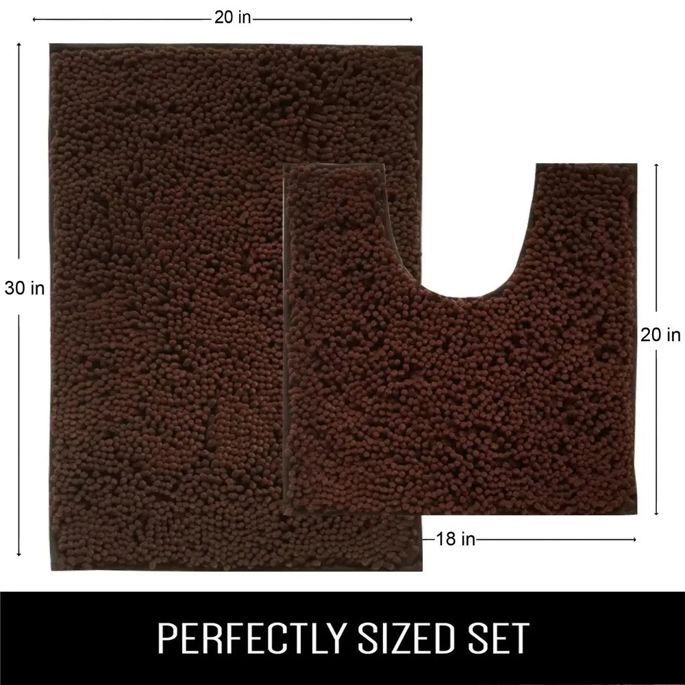 Lushomes Anti-Slip 2200 GSM Bathroom Mat Set with High Pile Microfiber