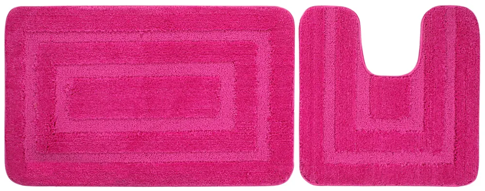 Lushomes Anti-Slip Microfiber Polyester Pink XL Bath Mat Set