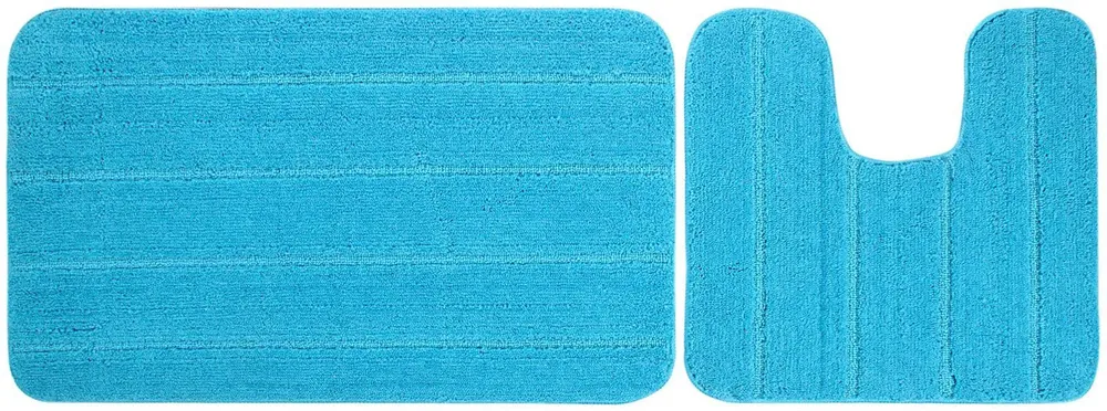 Lushomes Anti-Slip Microfiber Polyester Turquoise XL Bath Mat Set