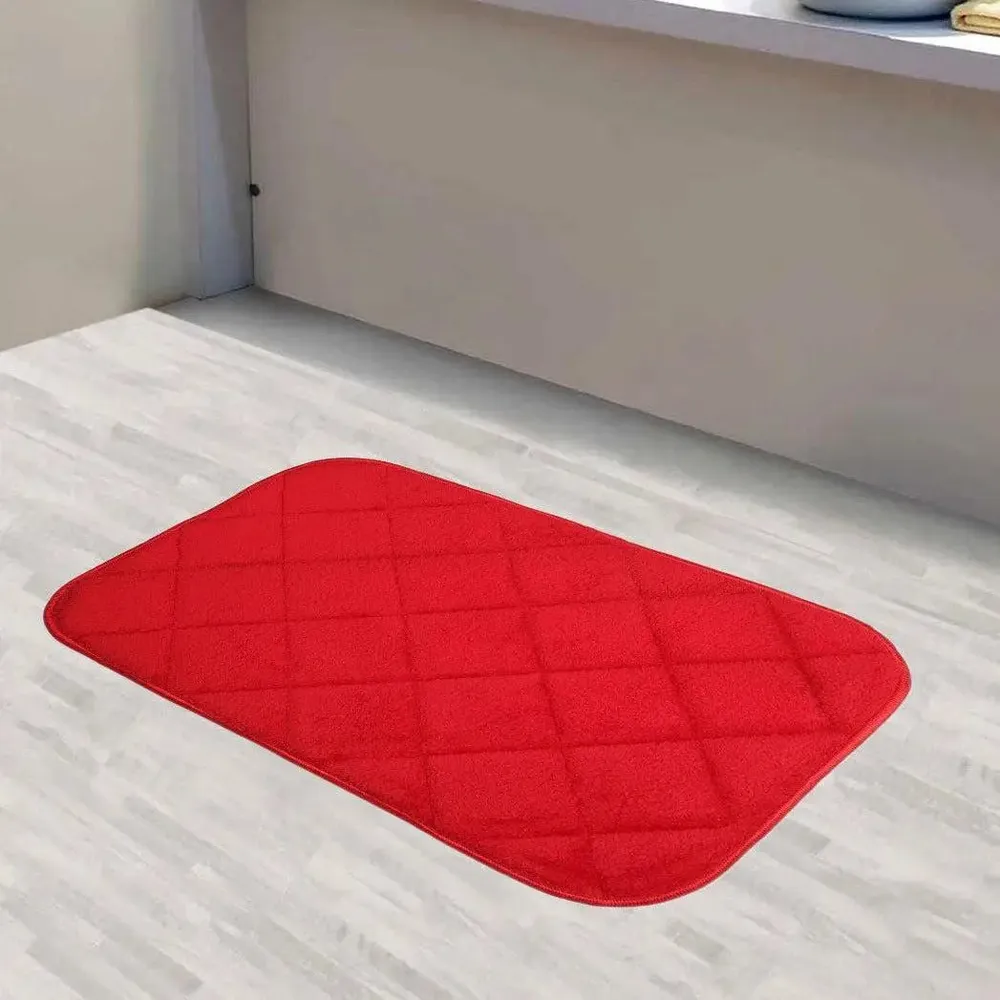 Lushomes Anti-Slip Red Memory Foam Bathroom Rug