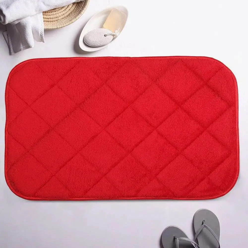 Lushomes Anti-Slip Red Memory Foam Bathroom Rug