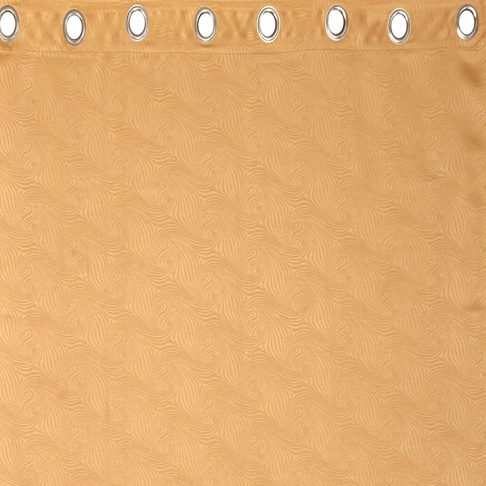 Lushomes Beige Polyester Embossed Blackout Window Curtain