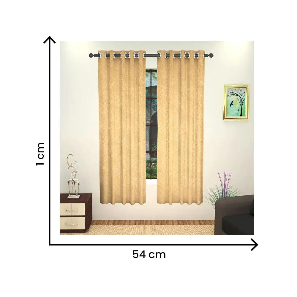 Lushomes Beige Polyester Embossed Blackout Window Curtain