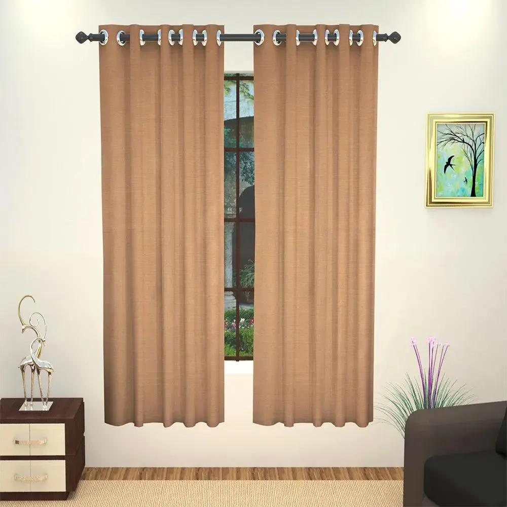 Lushomes Beige Window Curtain with Polyester Lining