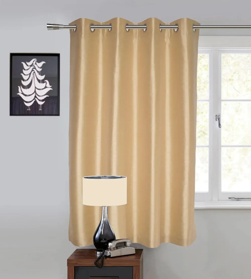 Lushomes Beige Window Curtain with Polyester Lining