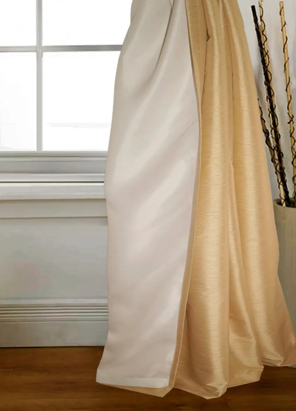 Lushomes Beige Window Curtain with Polyester Lining