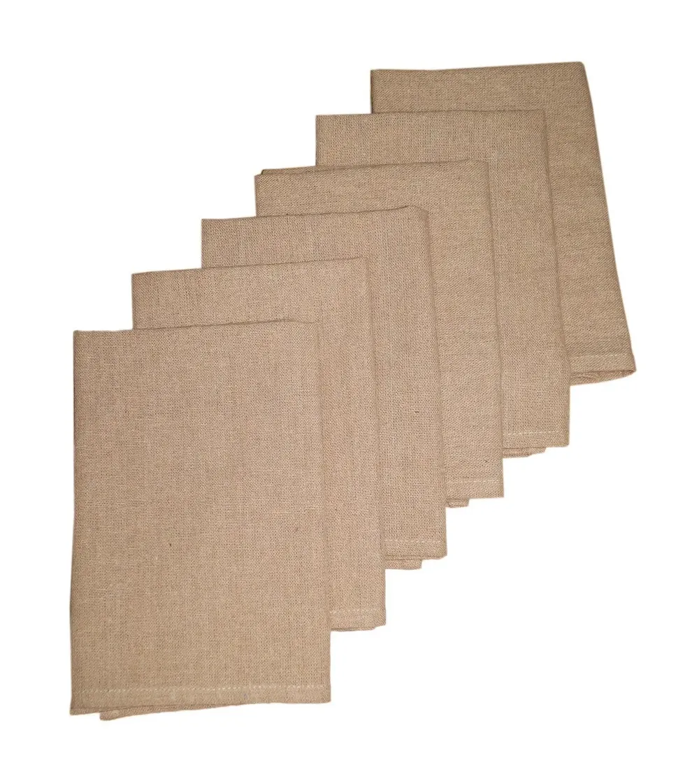 Lushomes Biscuit Brown Cotton Dining Table Covers with Table Napkins (Pack of 12)