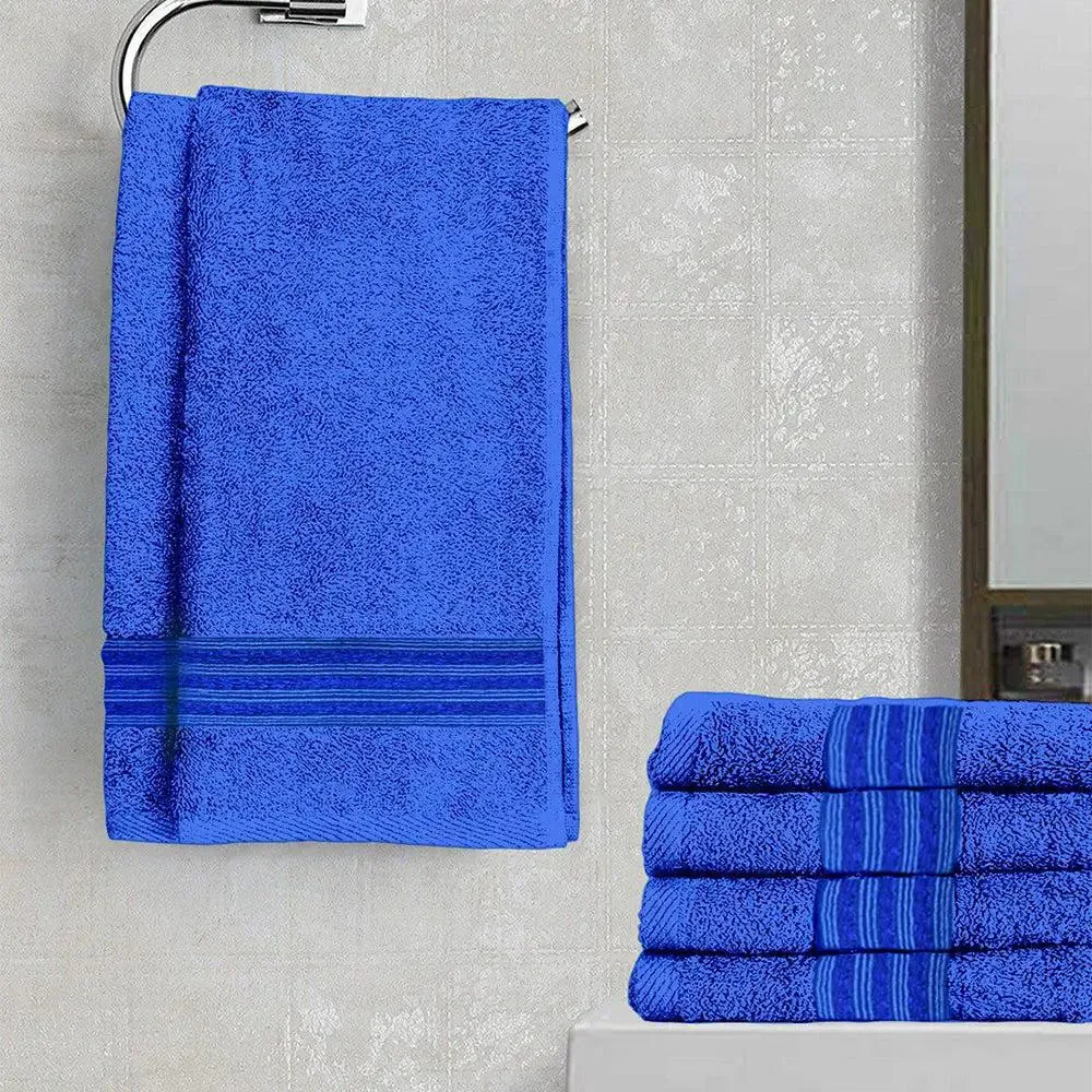 Lushomes Blue Cotton Hand Towel Set (Pack of 6)