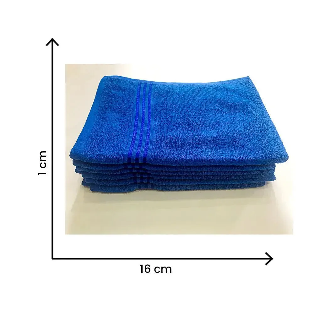 Lushomes Blue Cotton Hand Towel Set (Pack of 6)