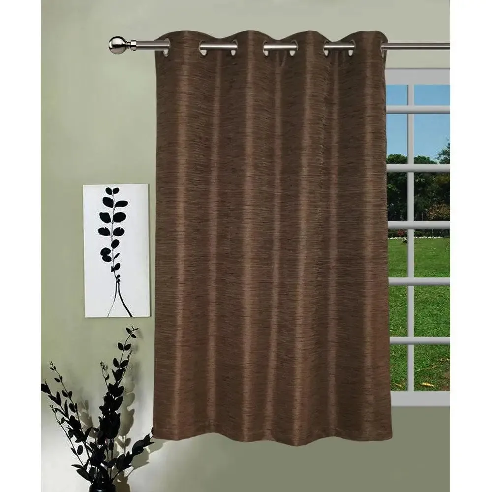 Lushomes Brown Matka Silk Window Curtain