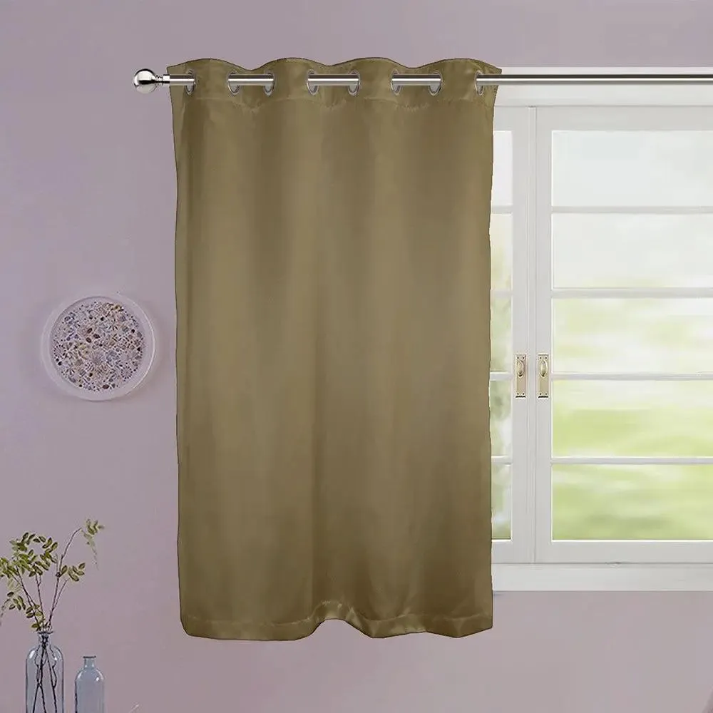 Lushomes Brown Plain Window Curtain with 8 Metal Eyelets