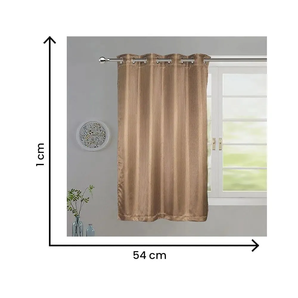 Lushomes Brown Satin Striped Blackout Window Curtain