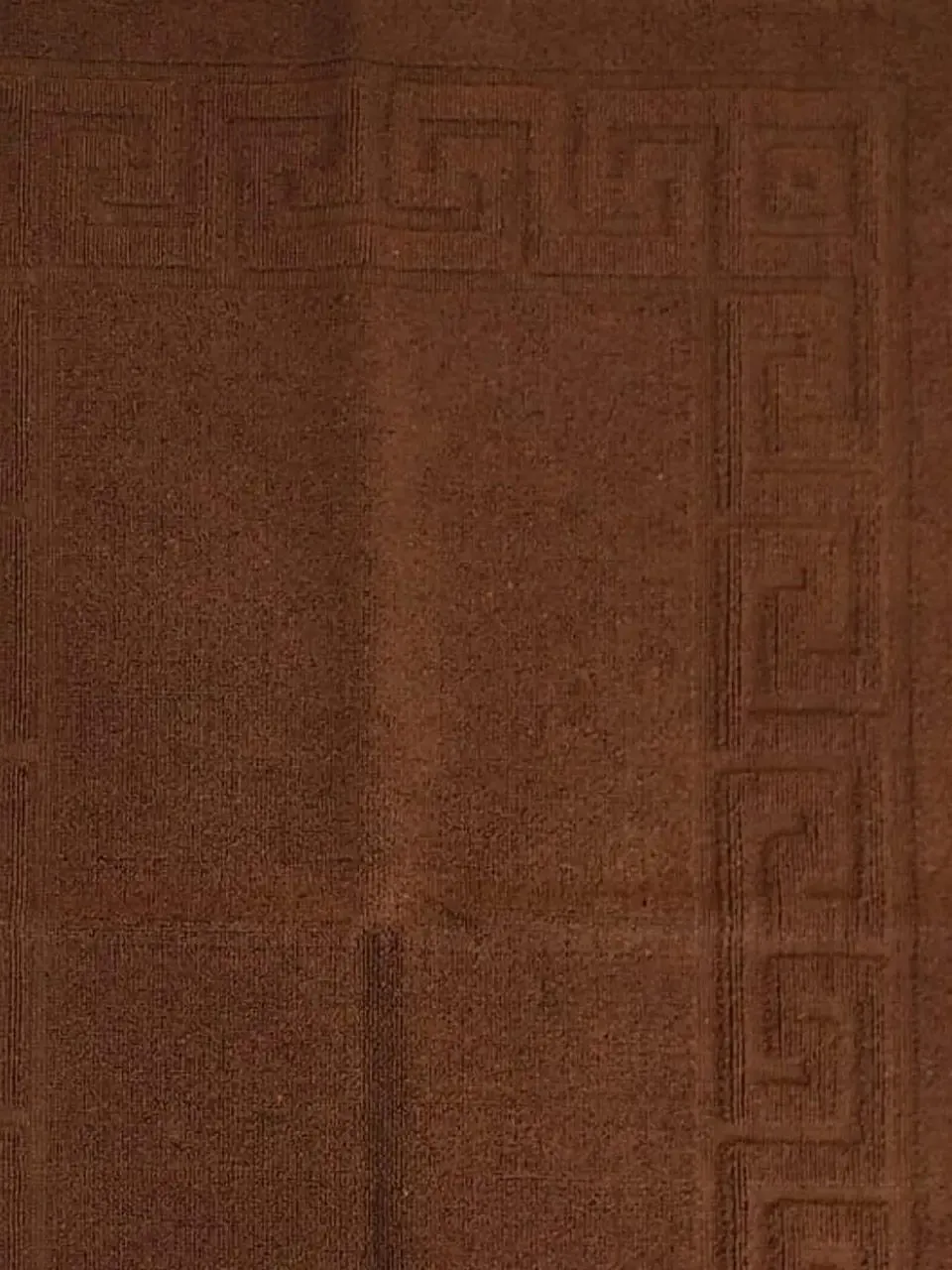 Lushomes Brown Terry Cotton Bathmat with Greek Border