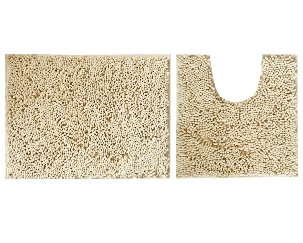 Lushomes Chenille Angora 2200 GSM No-Slip Bath Mat Set