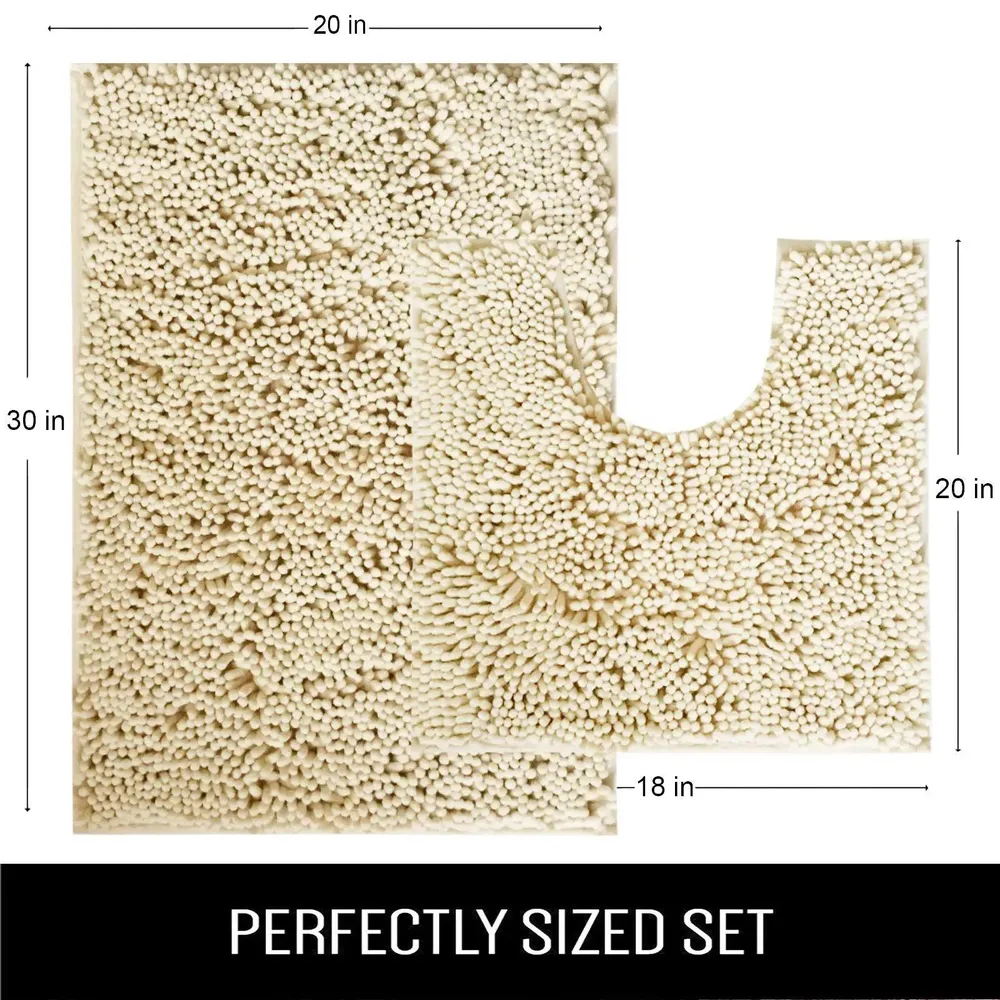 Lushomes Chenille Angora Bathroom Rug Set (2200 GSM)