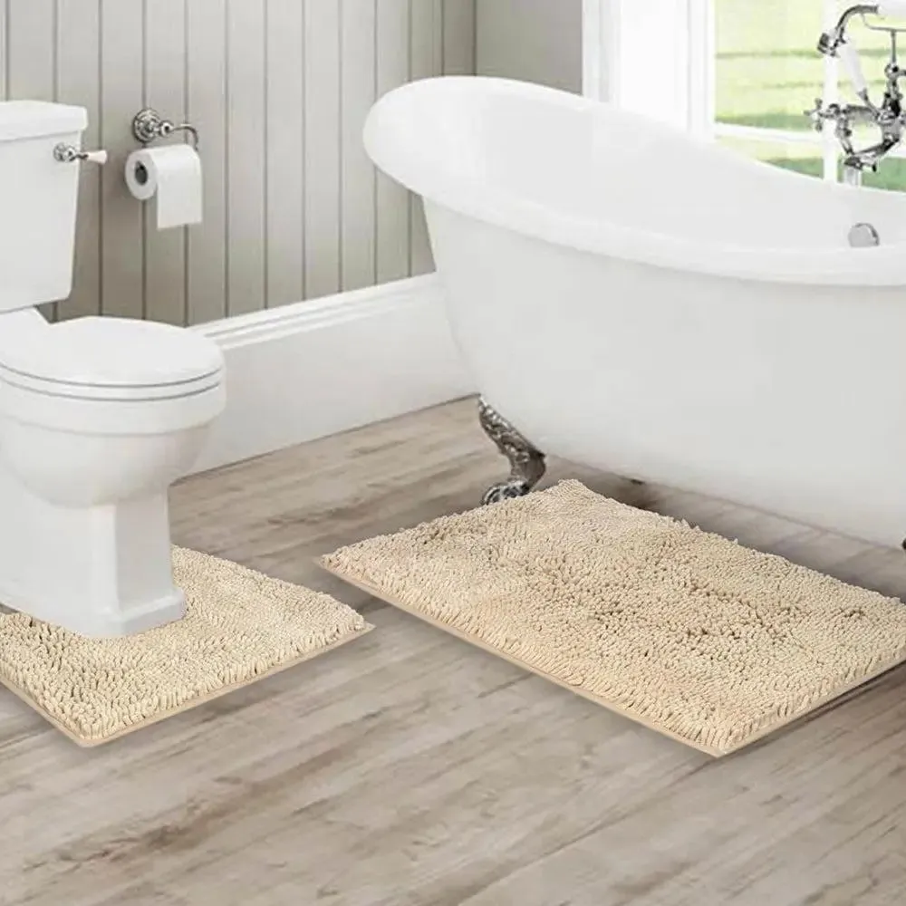 Lushomes Chenille Angora Bathroom Rug Set (2200 GSM)