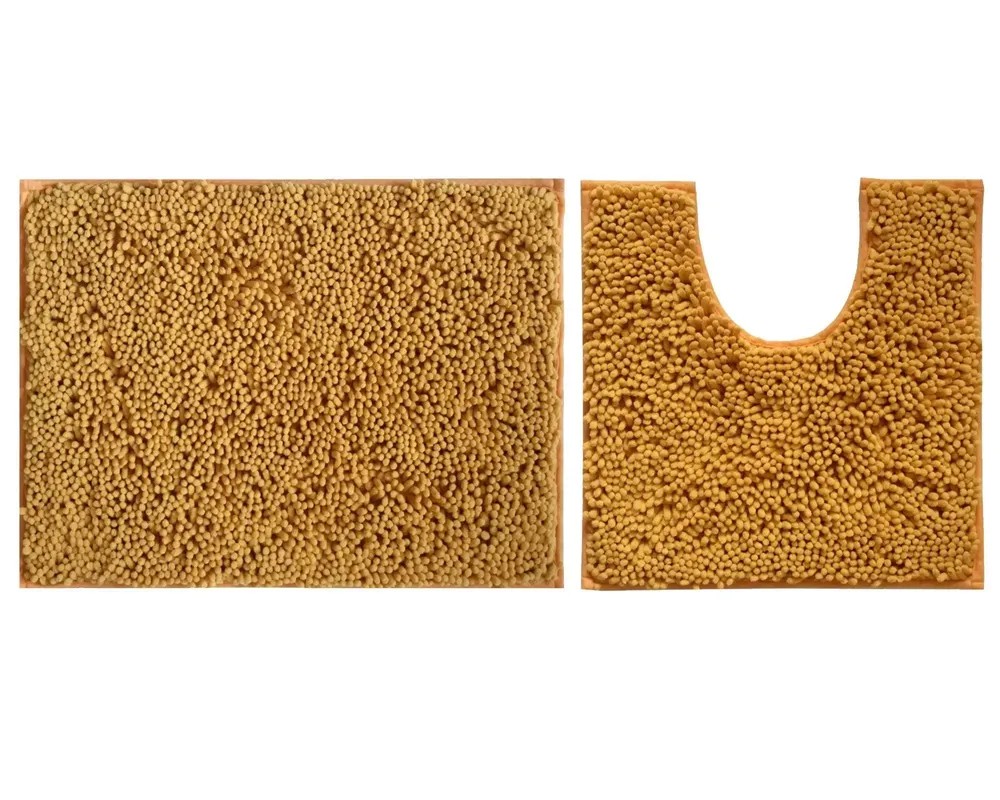 Lushomes Chenille Beeswax Bathmat Set with High Pile Microfiber