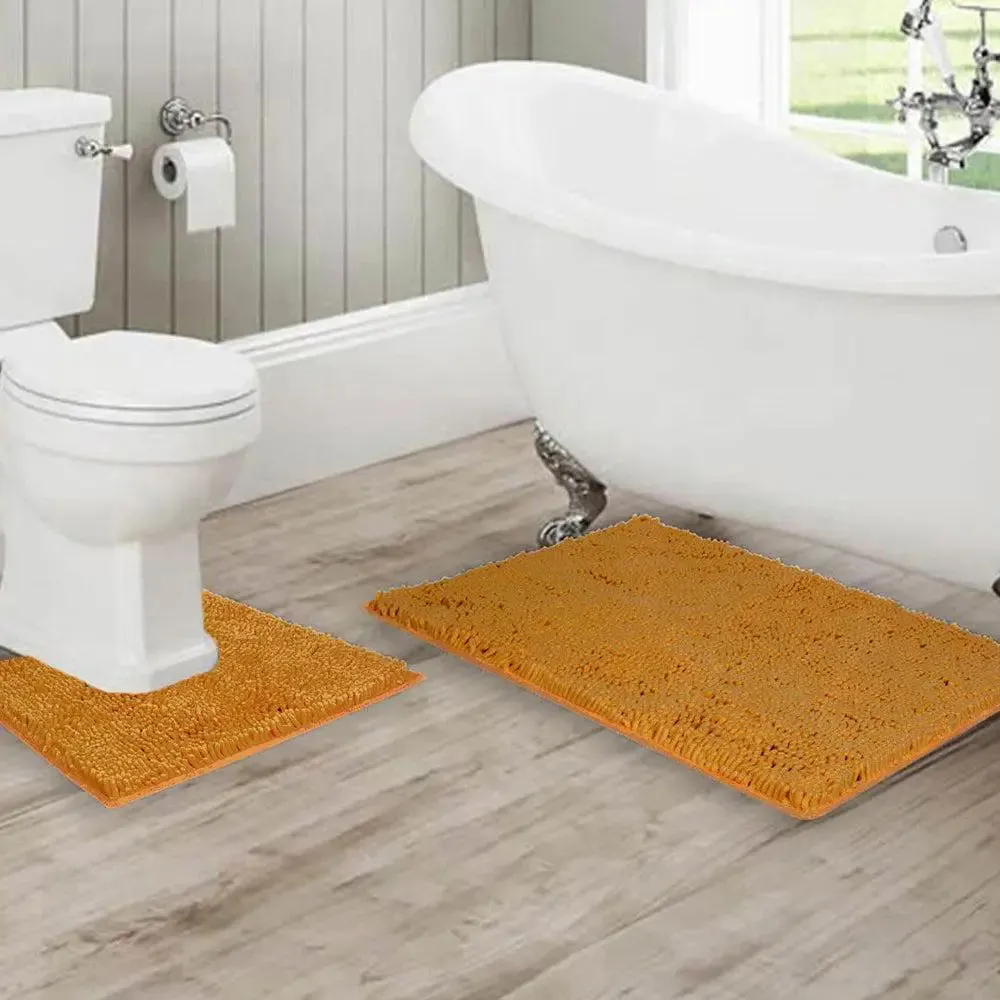 Lushomes Chenille Beeswax Durable High Pile Microfiber Bathmat Set
