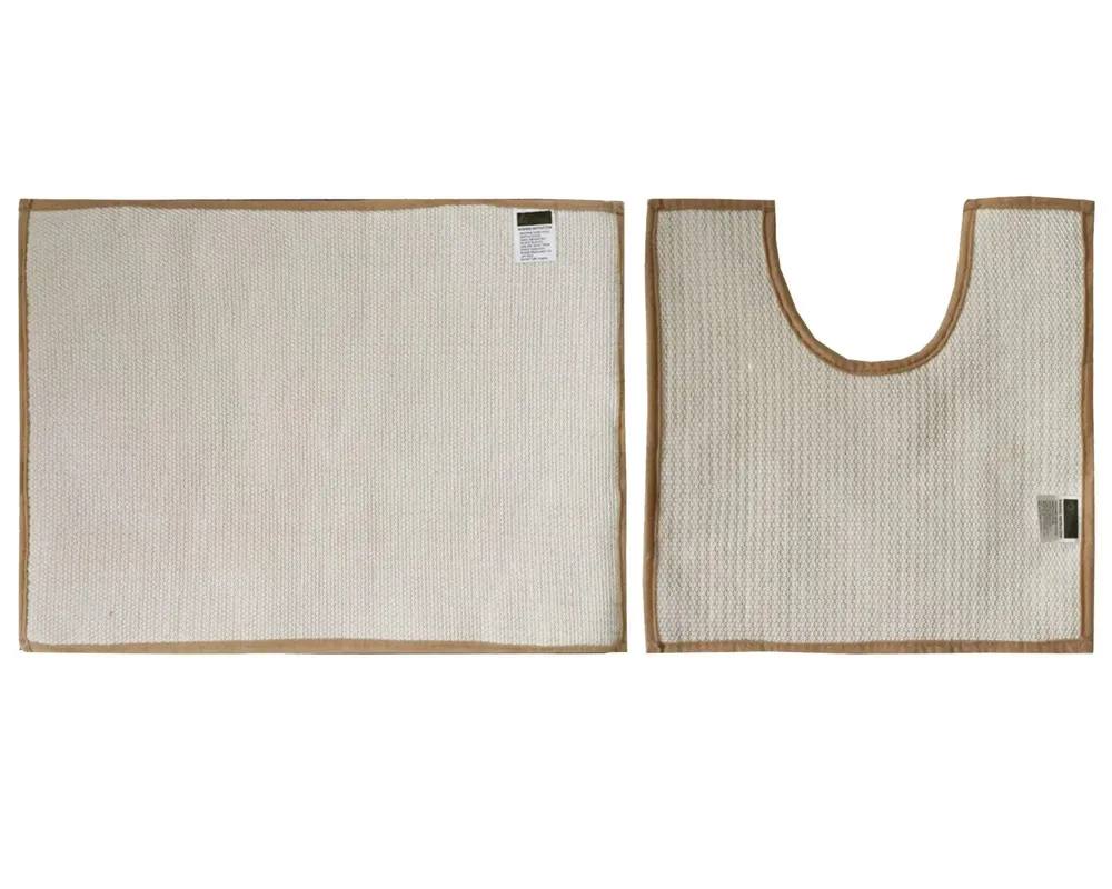 Lushomes Chenille Croissant Bath mat Set with High Pile Microfiber