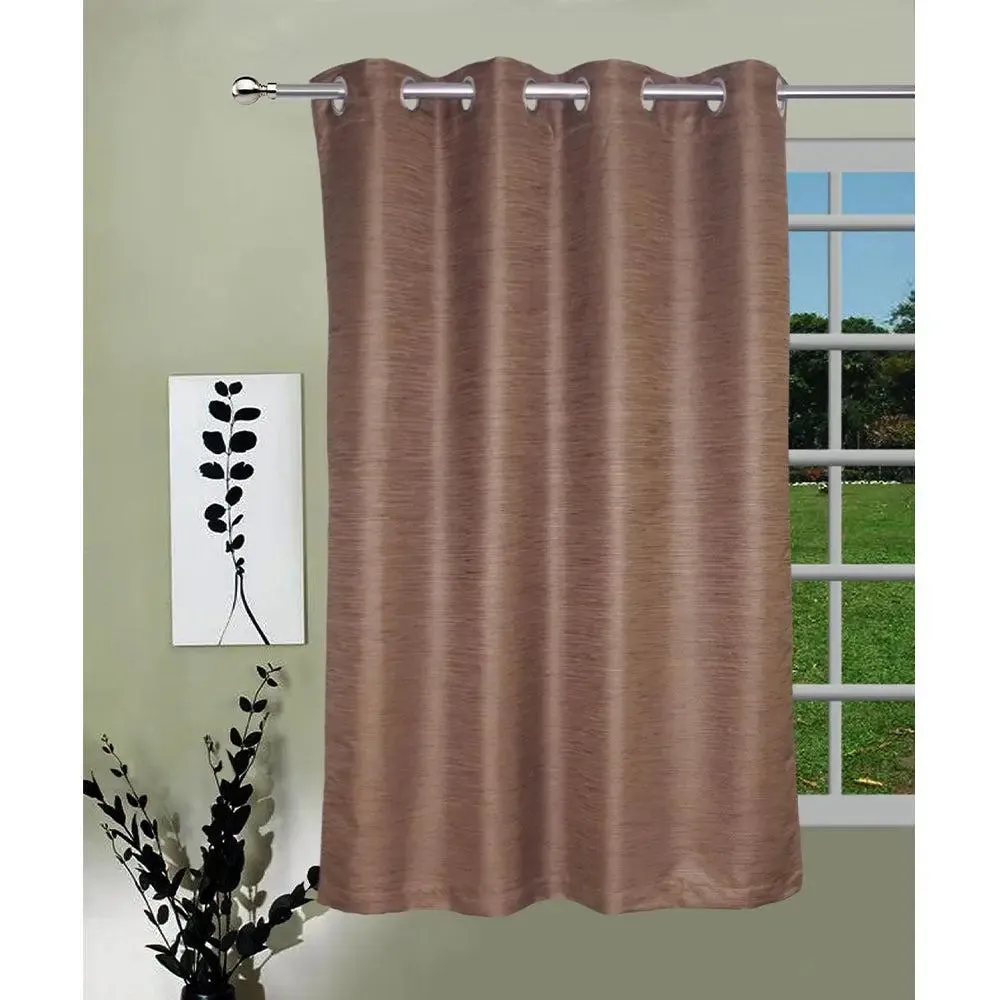 Lushomes Chocolate Brown Matka Silk Curtain for Windows