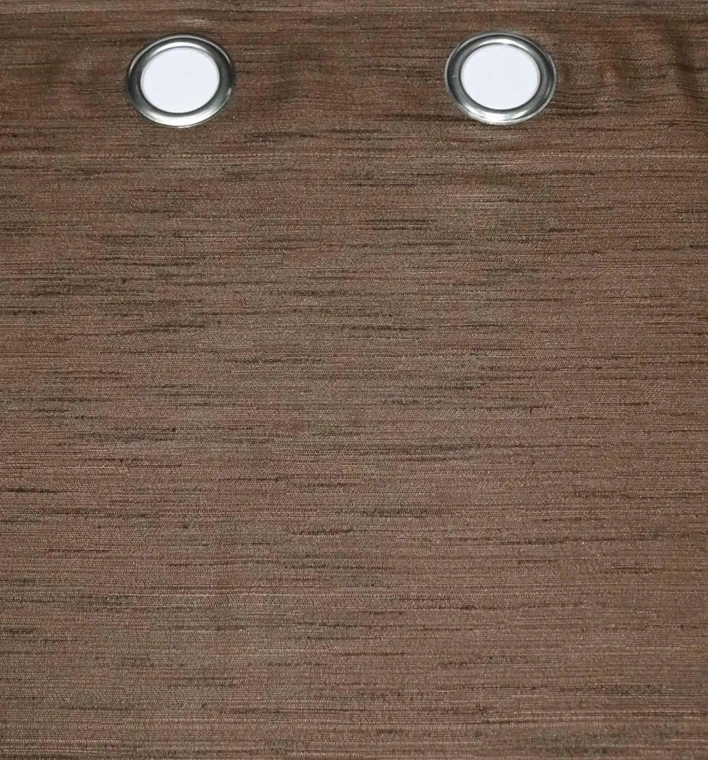 Lushomes Chocolate Brown Matka Silk Curtain for Windows