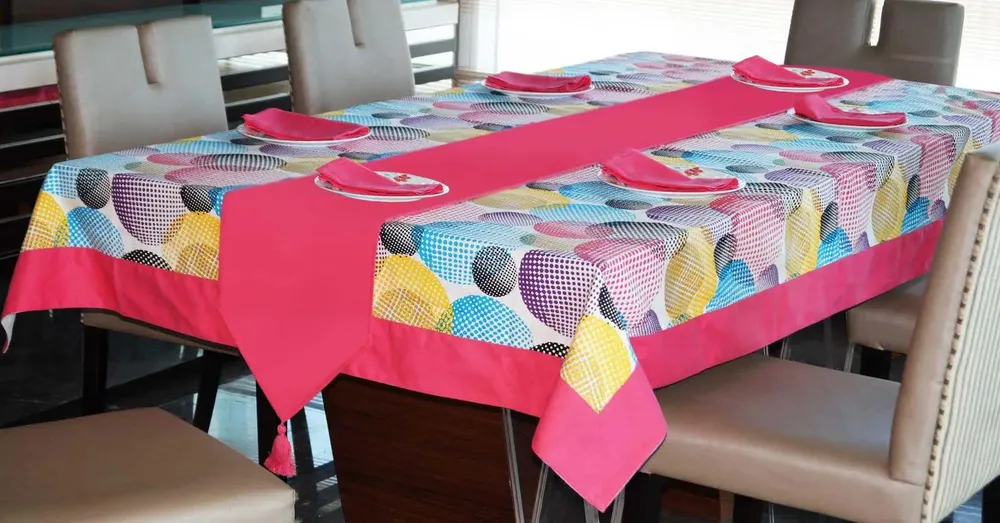 Lushomes Circles Printed 6 Seater Small Cotton Table Linen Set (Pack of 8)