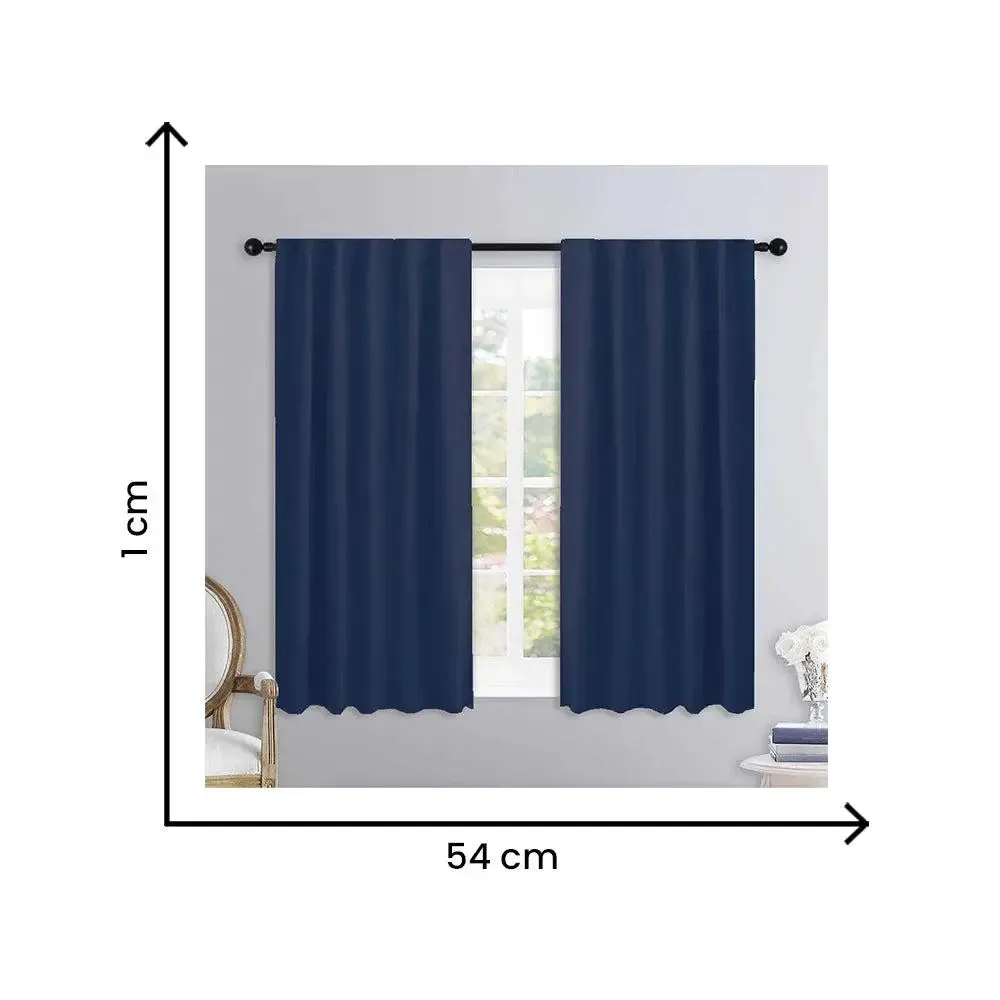 Lushomes Cotton Navy Blue Rod Pocket Drapes for Window