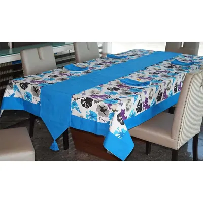 Lushomes Cotton Printed 6 Seater Table Linen Set (Pack of 8)
