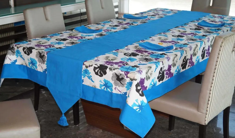 Lushomes Cotton Printed 6 Seater Table Linen Set (Pack of 8)