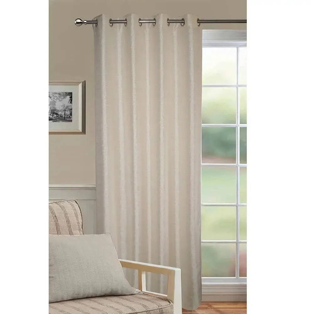 Lushomes Cream Matka Silk Curtain for Long Door (Pack of 1)