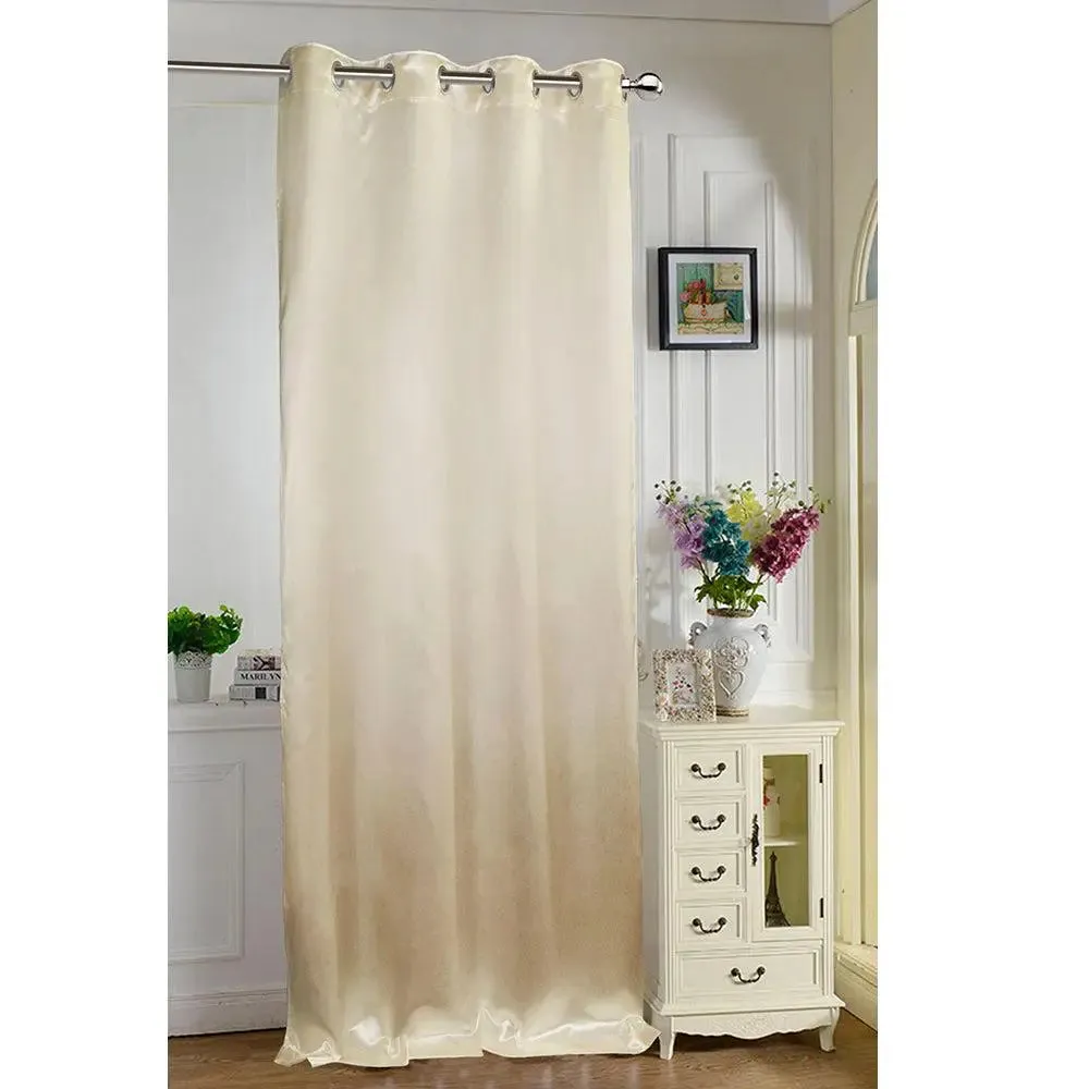 Lushomes Cream Satin Plain Long Door Curtain with 8 Metal Eyelets (Pack of 1)