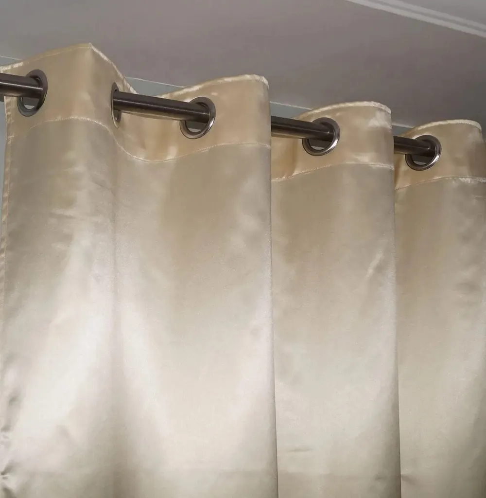 Lushomes Cream Satin Plain Long Door Curtain with 8 Metal Eyelets (Pack of 1)