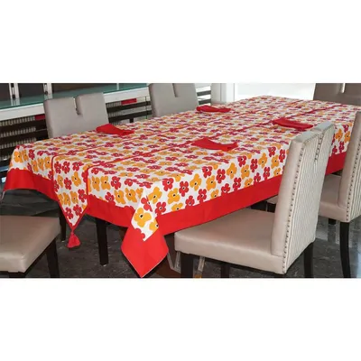 Lushomes Digital Printed 6 Seater Table Linen Set (Pack of 8)
