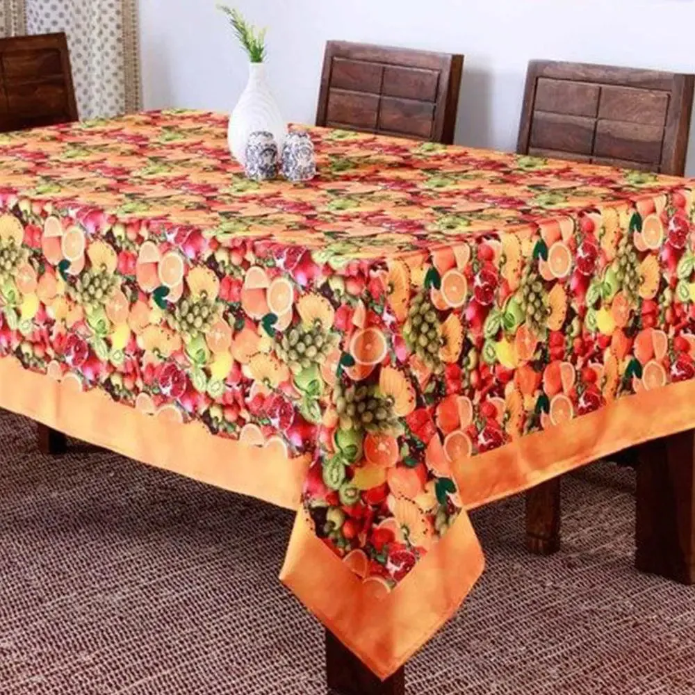 Lushomes Digital Printed Yellow Themed Table Cover for 6 Seater (Pack of 1)