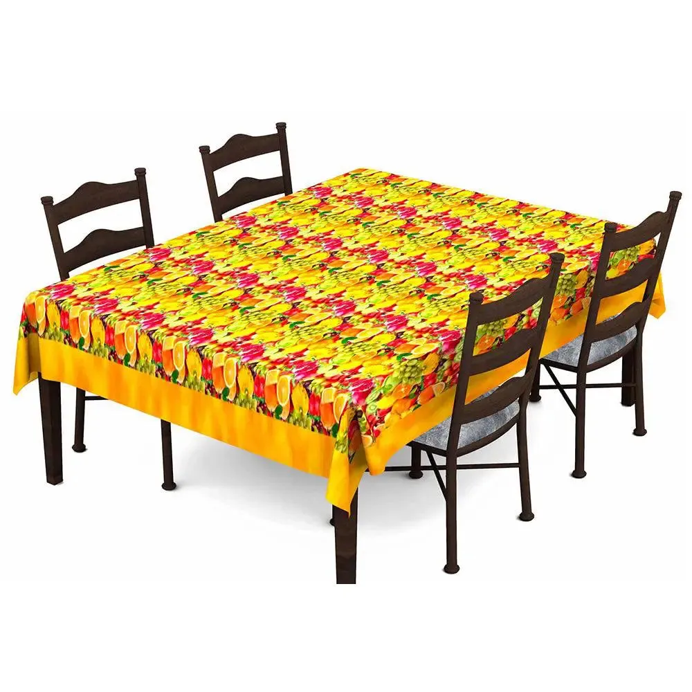 Lushomes Digital Printed Yellow Themed Table Cover for 6 Seater (Pack of 1)
