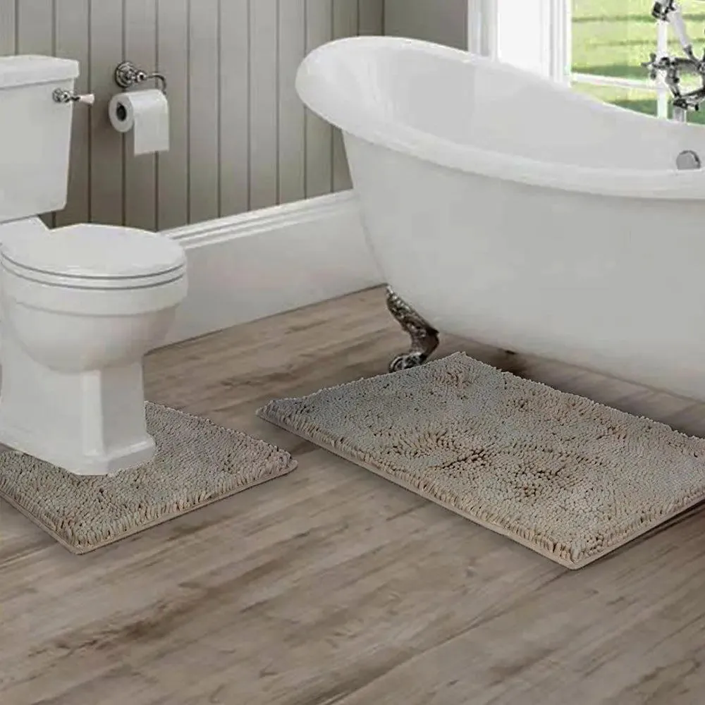 Lushomes Dove 2200 GSM Bathmat Set with High Pile Microfiber