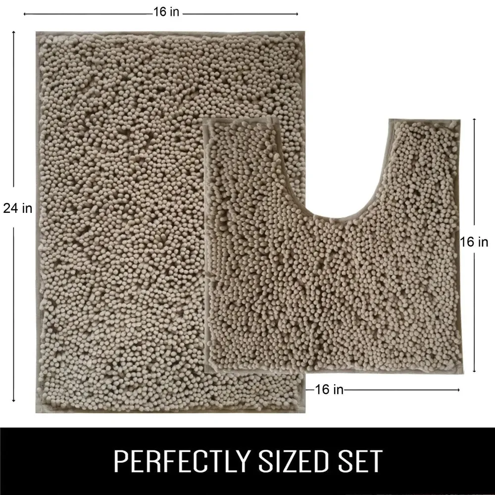 Lushomes Dove No-Slip 2200 GSM Bathmat Set
