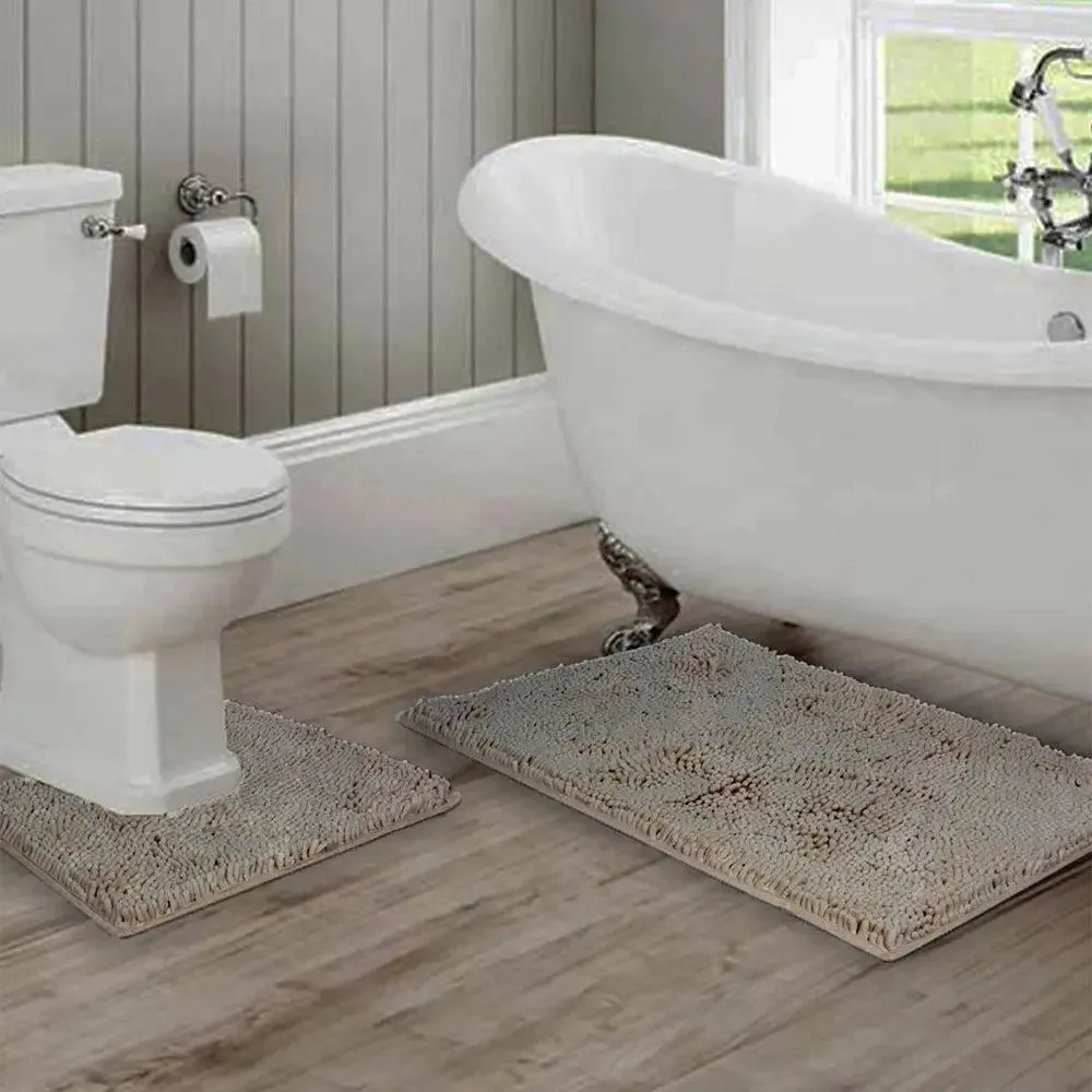 Lushomes Dove No-Slip 2200 GSM Bathmat Set