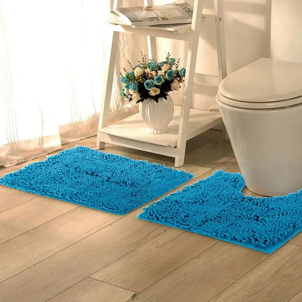 Lushomes Durable Peacock Anti-Slip Bathmat Set