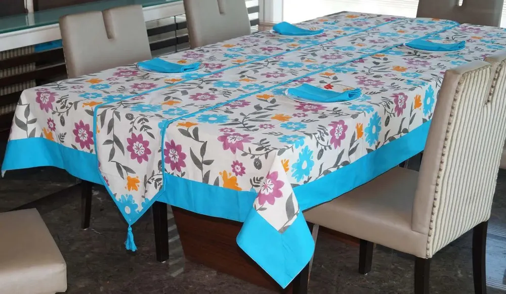 Lushomes Flower Printed 8 Seater Table Linen Set (Pack of 10)