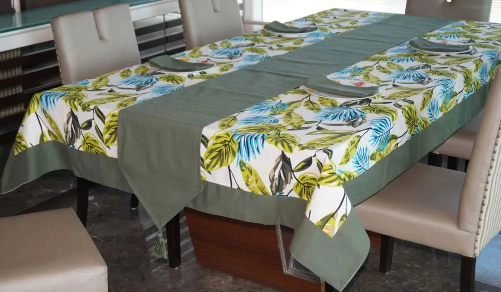 Lushomes Forest Printed 6 Seater Table Linen Set (Pack of 8)