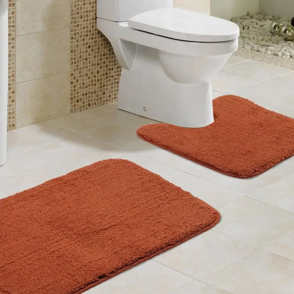 Lushomes Golden Brown Thick and Fluffy Bathroom Rug with High Pile Microfiber