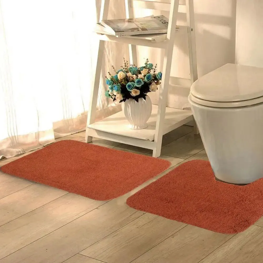 Lushomes Golden Brown Thick and Fluffy Bathroom Rug with High Pile Microfiber