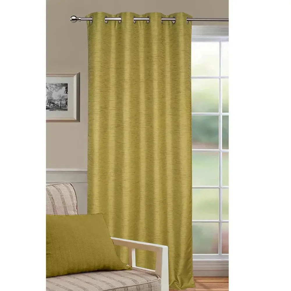 Lushomes Green Matka Silk Curtain for Long Door (Pack of 1)