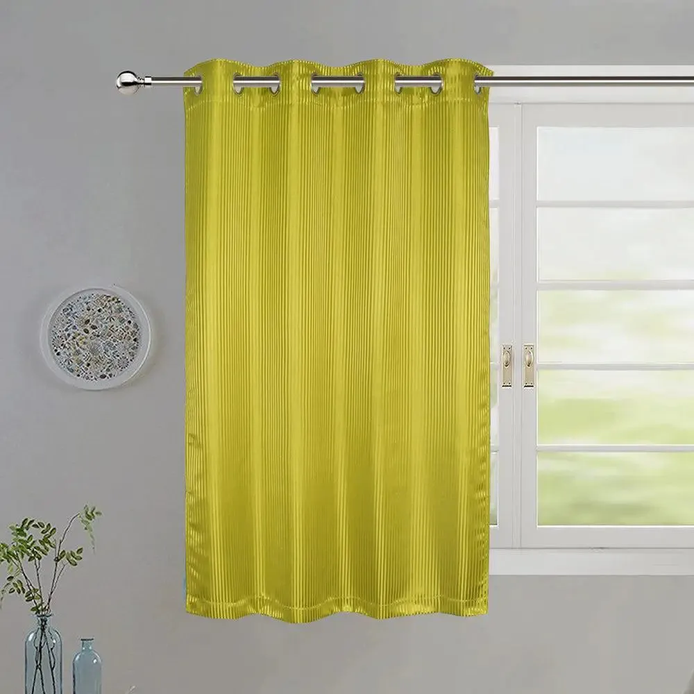 Lushomes Green Satin Striped Blackout Window Curtain